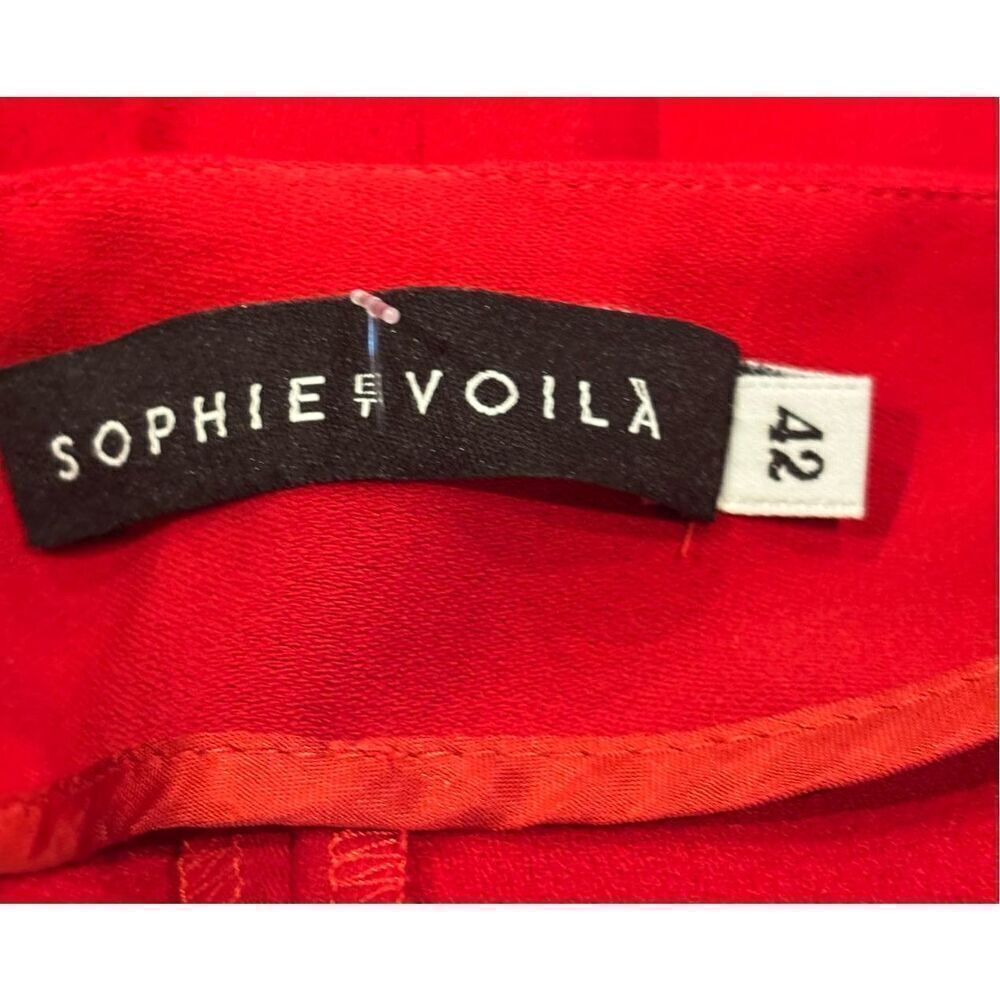 Sophie Et Voila Tailored Crepe Wide-Leg Pants In Red Nwt Size 42/10 — image 4 of 6